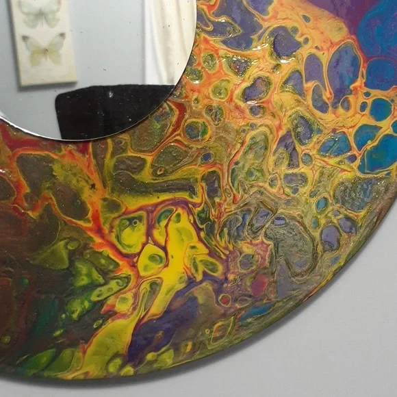 Hand Crafted Earring Jewelry Holder Painted Necklaces Vinyl Record Upcycle Wall - Picture 15 of 15